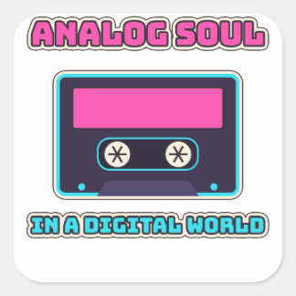 Analoge Seele in einer digitalen Welt Retro-Kasset Quadratischer Aufkleber