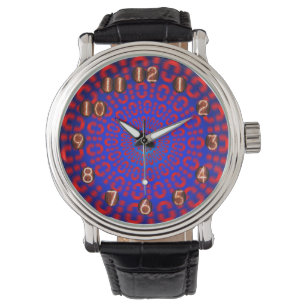 Analoguhr mit binär roter und blauer Oberfläche Armbanduhr