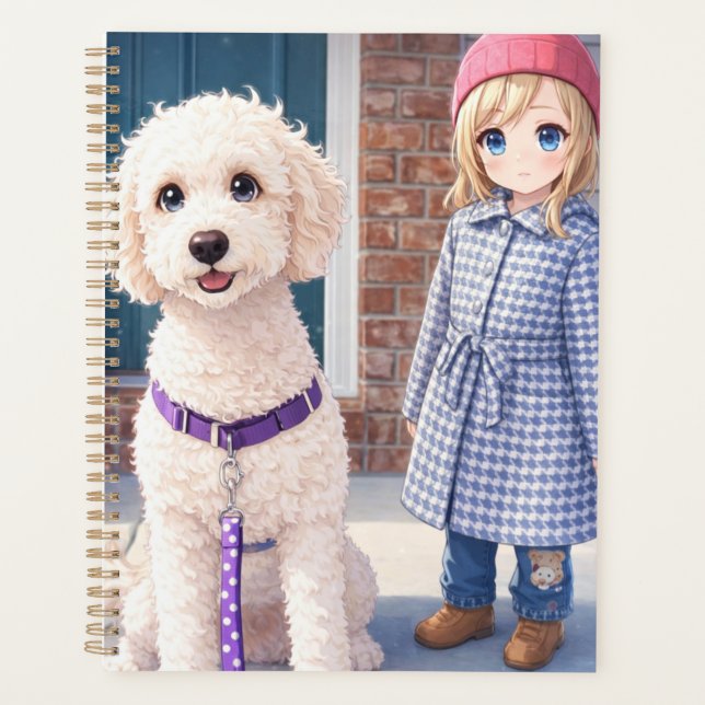 Anami Large Planner Girl & Puppy Best Friends Planer (Vorderseite)