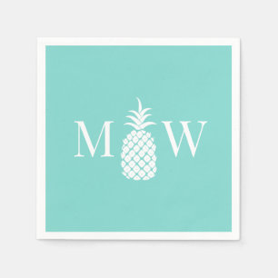 Ananas #11 Couple 2 Anfangsfarben für Monogramm DI Serviette