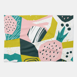 Ananas Abstrakt: farbenfrohe nahtlose Patchwork Geschirrtuch