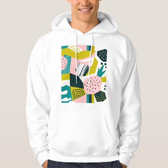 Ananas Abstrakt: farbenfrohe nahtlose Patchwork Hoodie (Vorderseite)