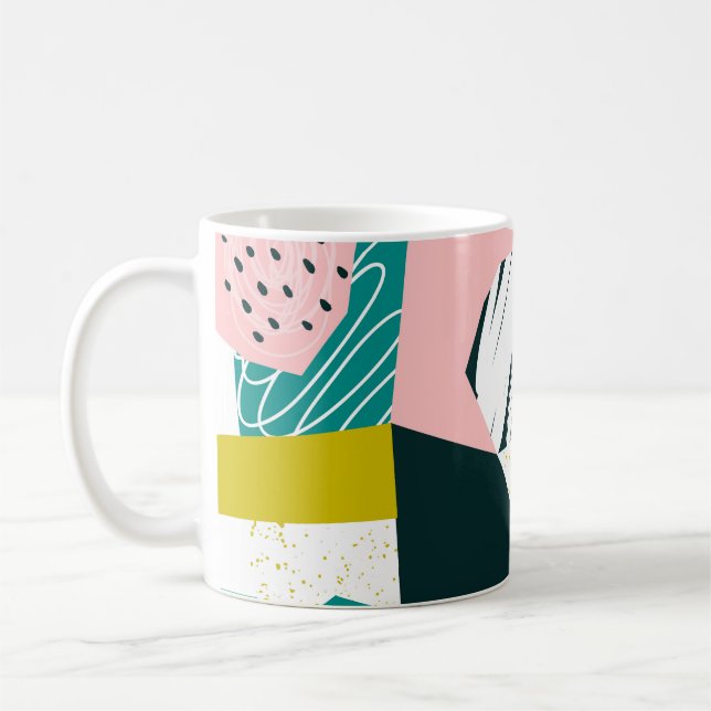 Ananas Abstrakt: farbenfrohe nahtlose Patchwork Kaffeetasse (Links)