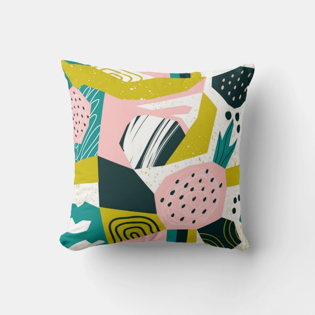 Ananas Abstrakt: farbenfrohe nahtlose Patchwork Kissen (Vorderseite)