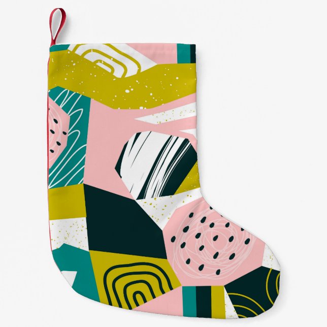 Ananas Abstrakt: farbenfrohe nahtlose Patchwork Kleiner Weihnachtsstrumpf (Vorderseite)