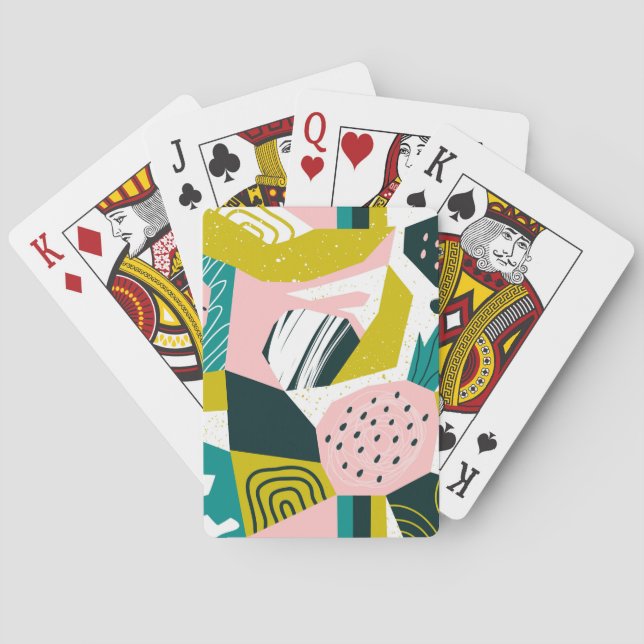 Ananas Abstrakt: farbenfrohe nahtlose Patchwork Spielkarten (Rückseite)