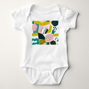 Ananas Abstrakte: Farbige Nahtlose Patchwork Baby Strampler