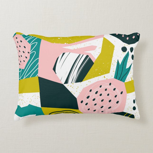 Ananas Abstrakte: Farbige Nahtlose Patchwork Dekokissen (Vorderseite)