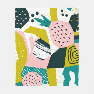 Ananas Abstrakte: Farbige Nahtlose Patchwork Fleecedecke