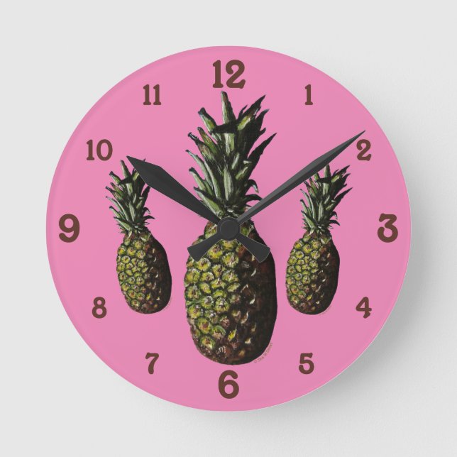 Ananas-Acrylwand Runde Wanduhr (Vorderseite)