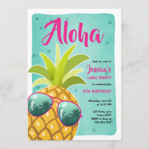 Ananas Aloha Birthday Tropical Luau Hawaii Einladung
