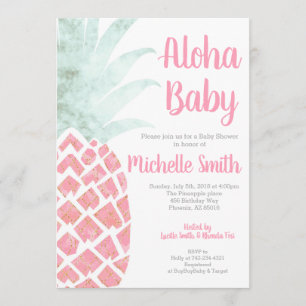 Ananas Aloha Summer Tropical Fruit Baby Dusche Einladung