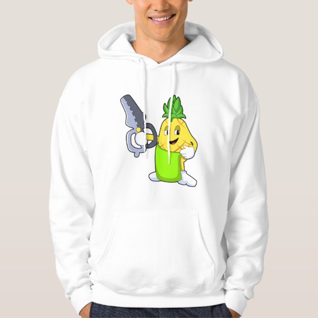 Ananas als Friseur mit Scheren & Razor Hoodie (Vorderseite)