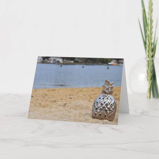 Ananas am Strand Karte (Vorderseite)