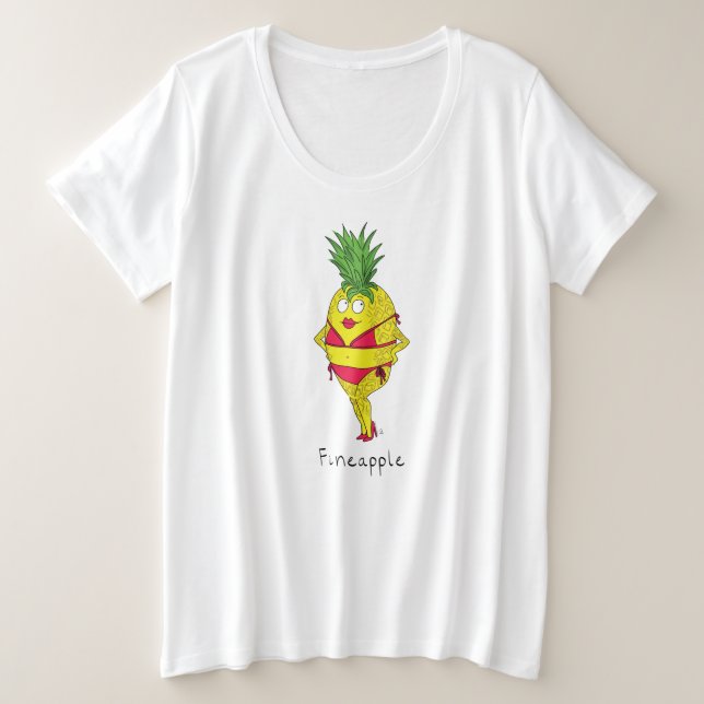 Ananas-Ananas-Button-Up-Frauen-Plus-T - Shirt (Design vorne)