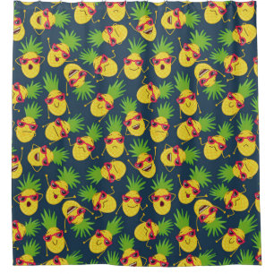 Ananas, Ananas, handgezeichnet, Sommermuster. Duschvorhang