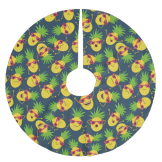 Ananas, Ananas, handgezeichnet, Sommermuster. Polyester Weihnachtsbaumdecke