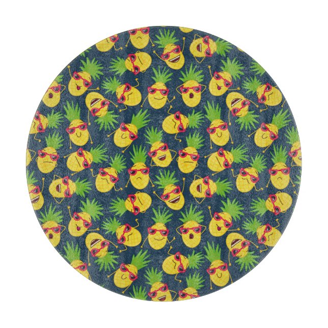 Ananas, Ananas, handgezeichnet, Sommermuster. Schneidebrett (Vorderseite)