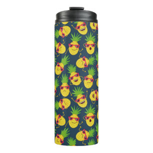 Ananas, Ananas, handgezeichnet, Sommermuster. Thermosbecher