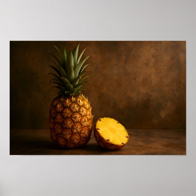 Ananas & Ananas Scheibe Rustikales Grunge-Foto Poster (Vorne)