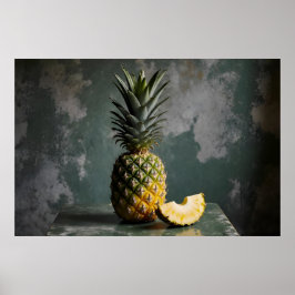 Ananas & Ananas Scheibe Rustikales Grunge-Foto Poster
