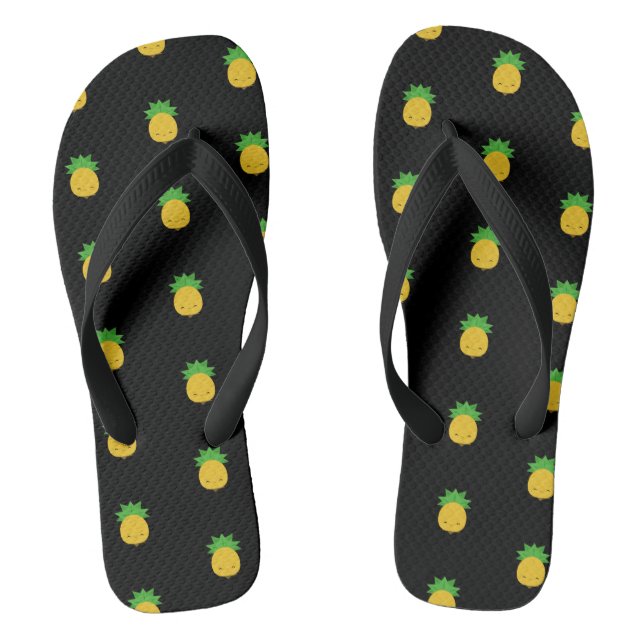 Ananas-Ananas-Süßsandalen aus Kawaii, schwarz gedr Flip Flops (Fußbett)