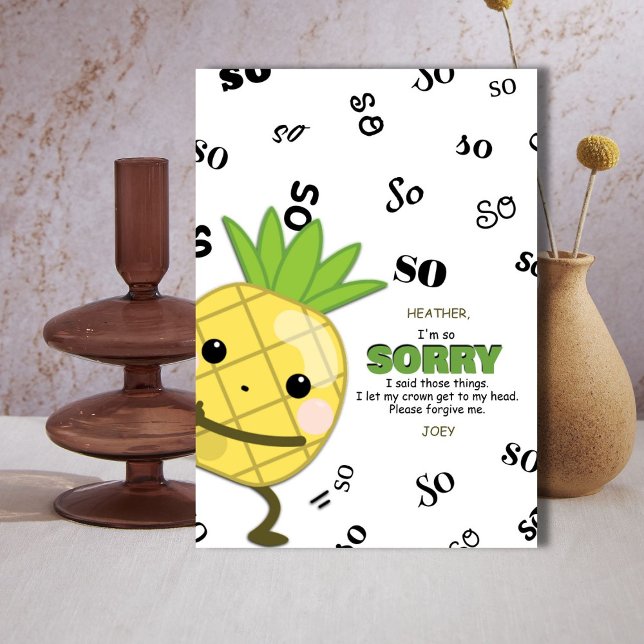 Ananas-Apologie-Karte Ankündigung (Say sorry with this fun pineapple apology card.)
