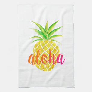 Ananas-Aquarell-Aloha tropisches Rosa Geschirrtuch