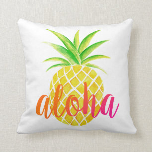 Ananas-Aquarell-Aloha tropisches Rosa Kissen