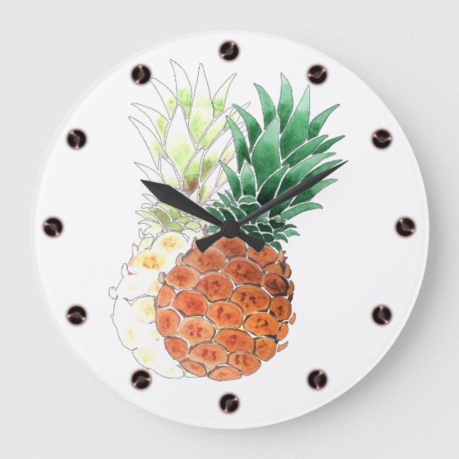 Ananas, Aquarell. Große Wanduhr (Vorderseite)