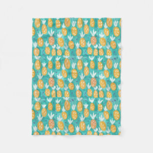 Ananas Aquarelldruck Fleecedecke