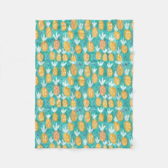 Ananas Aquarelldruck Fleecedecke (Vorderseite)
