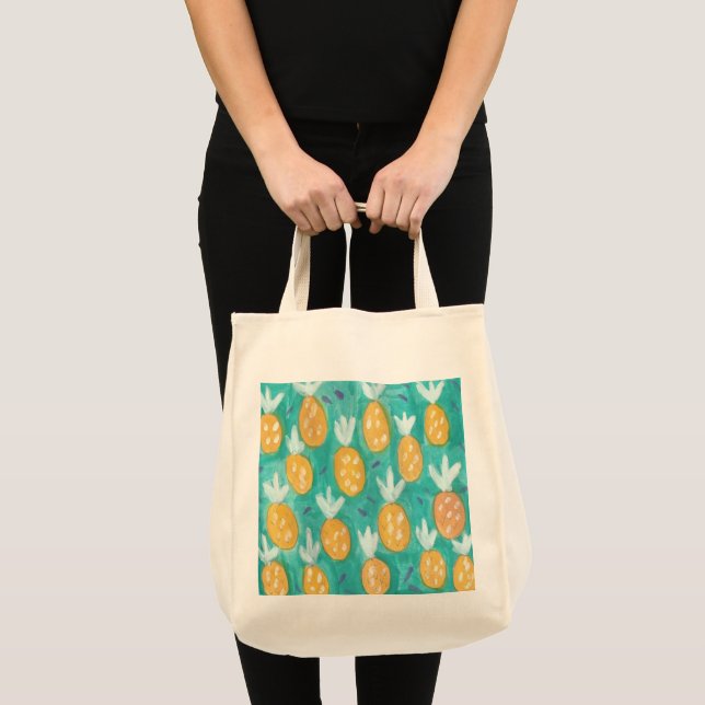 Ananas Aquarelldruck Tragetasche (Vorderseite (Produkt))