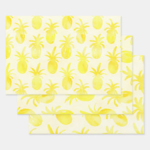 Ananas, Aquarellgelb Geschenkpapier Set