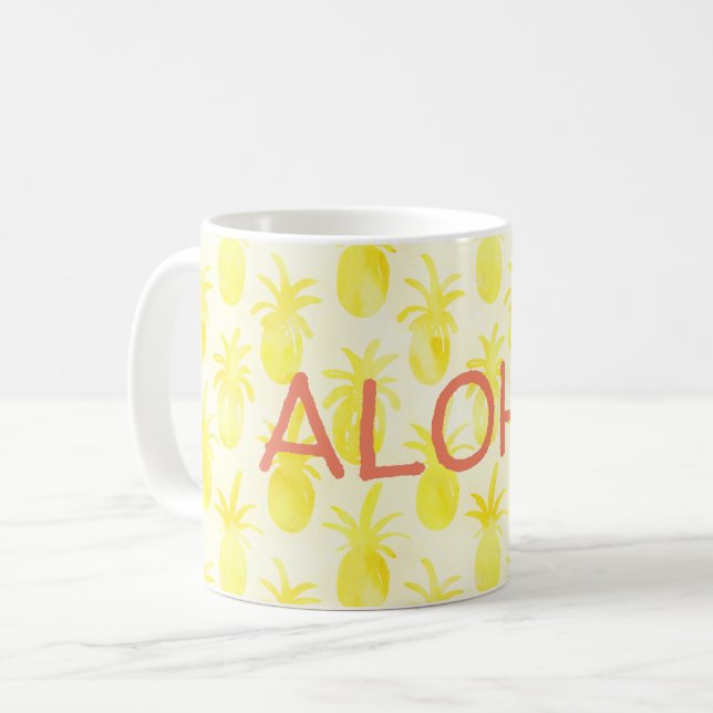 Ananas, Aquarellgelb Kaffeetasse (Vorderseite Links)