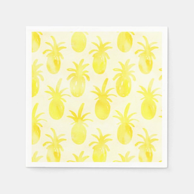 Ananas Aquarellgelbes Muster Serviette (Vorderseite)