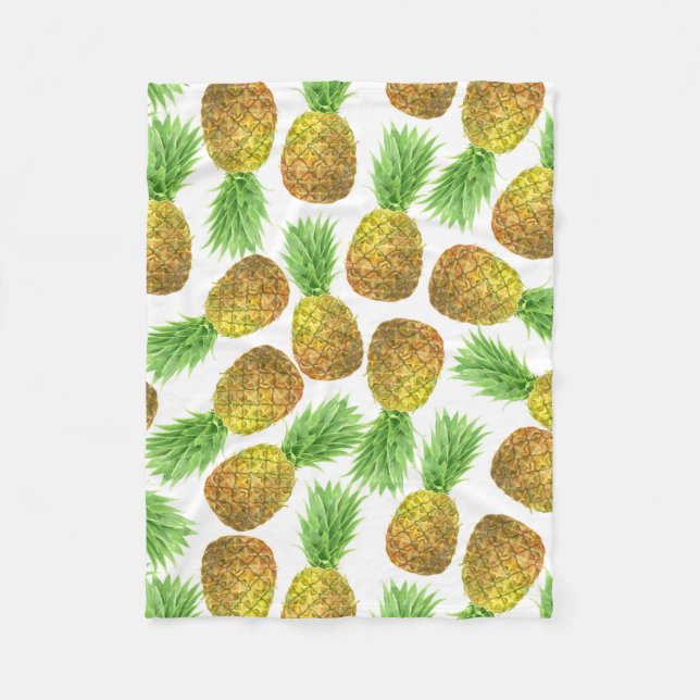 Ananas-Aquarellmuster Fleecedecke (Vorderseite)