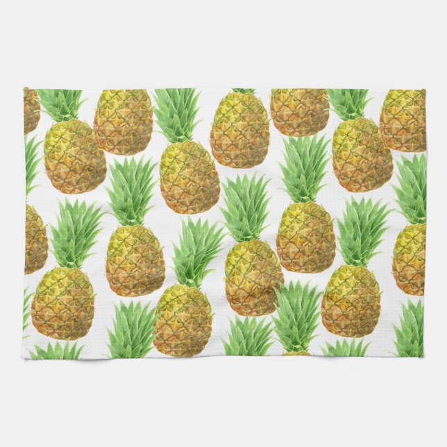 Ananas-Aquarellmuster Geschirrtuch (Horizontal)
