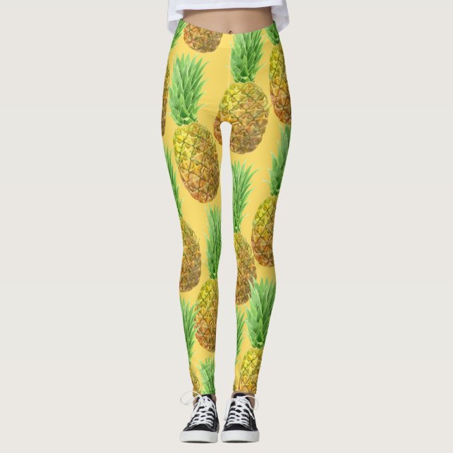 Ananas-Aquarellmuster Leggings (Vorderseite)