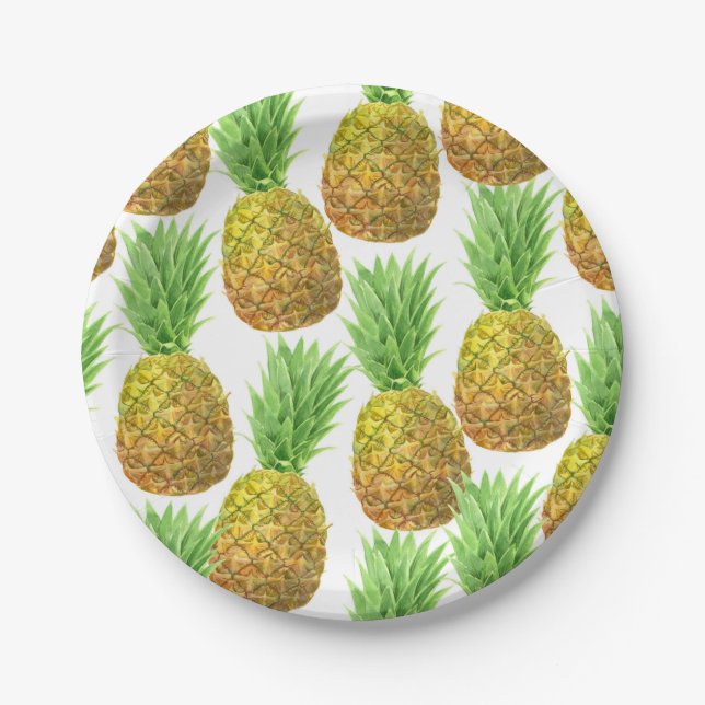 Ananas-Aquarellmuster Pappteller (Vorderseite)