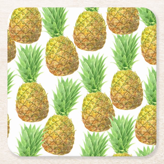 Ananas-Aquarellmuster Rechteckiger Pappuntersetzer (Vorderseite)