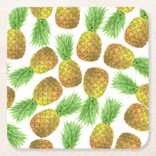 Ananas-Aquarellmuster Rechteckiger Pappuntersetzer