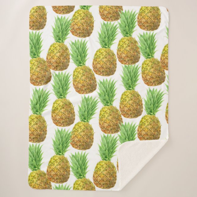 Ananas-Aquarellmuster Sherpadecke (Vorderseite)