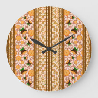 Ananas-Aquarellstreifen und -ringe Große Wanduhr