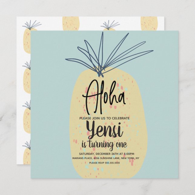 Ananas Art Geburtstag Tropischer Sommer Aloha (Vorne/Hinten)