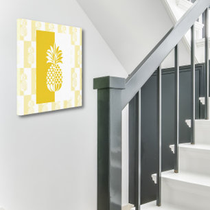 Ananas Art   Moderne Gold- und Weißkanvas Leinwanddruck