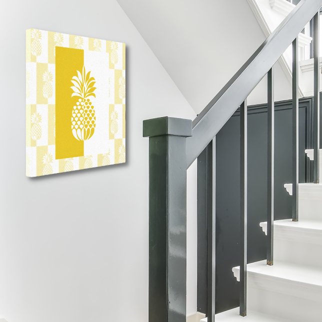 Ananas Art | Moderne Gold- und Weißkanvas Leinwanddruck (Von Creator hochgeladen)
