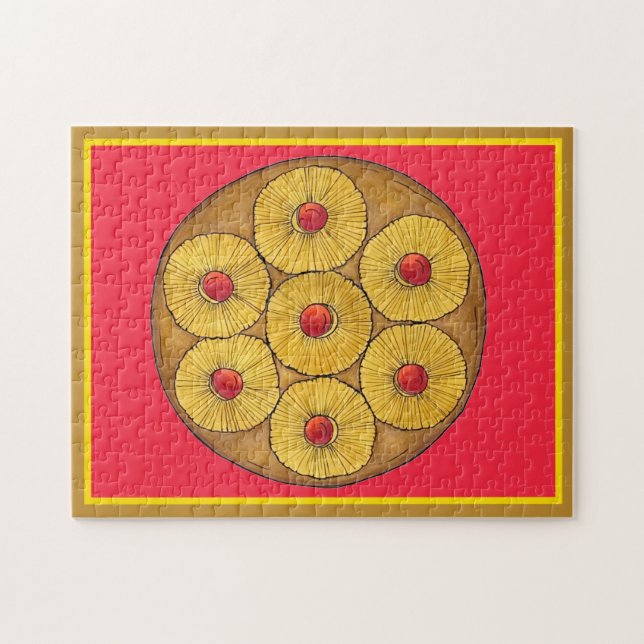 Ananas Auf dem Kopf Backkuchen Kirschen backen Des Puzzle (Horizontal)