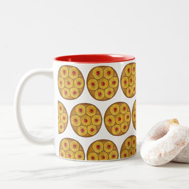 Ananas Auf dem Kopf Backkuchen Kirschen backen Des Zweifarbige Tasse (Mit Donut)