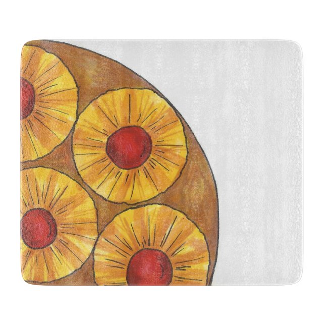 Ananas Auf dem Kopf Cake Kitchen Cutting Board Schneidebrett (Vorderseite)